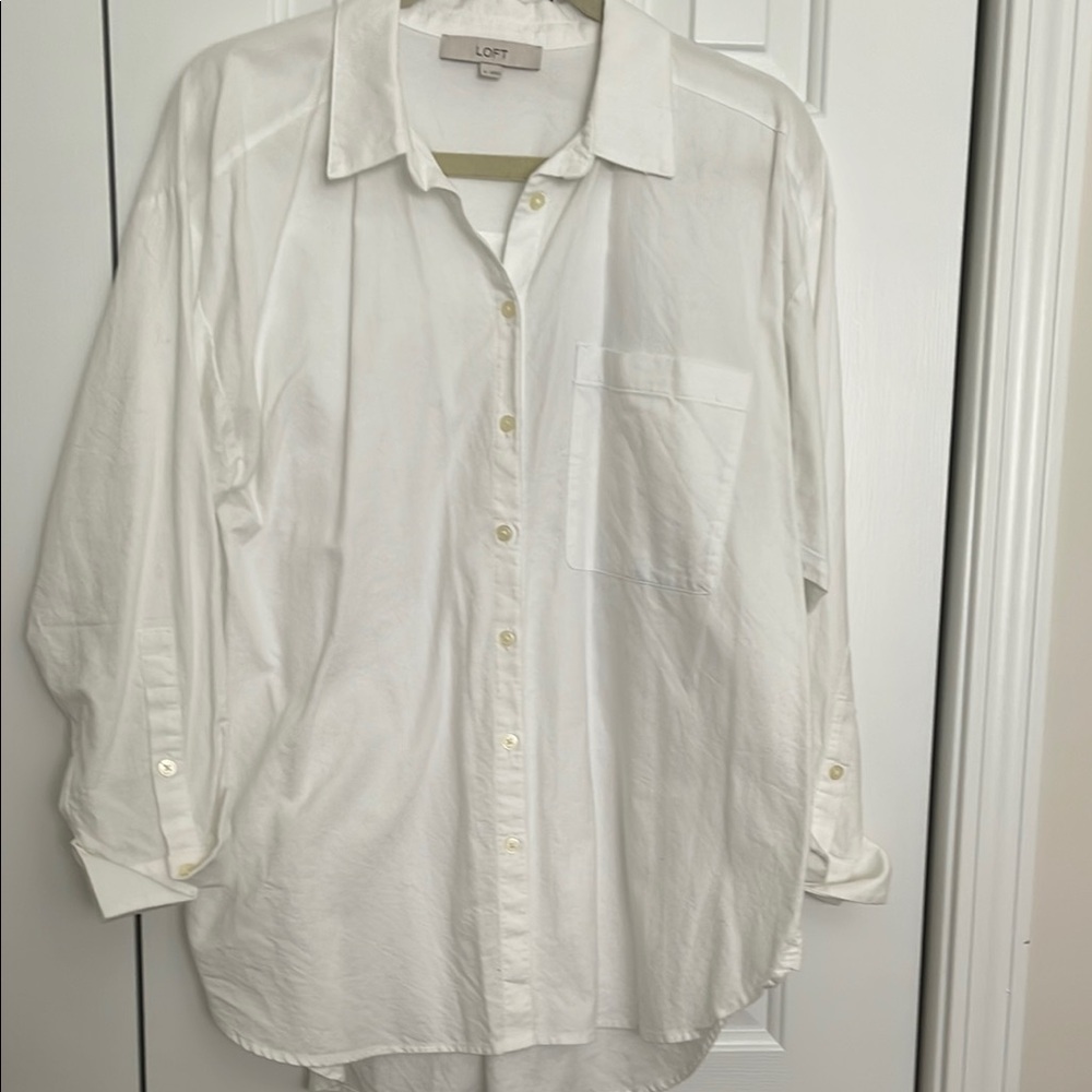 LOFT White Casual Button Down Shirt